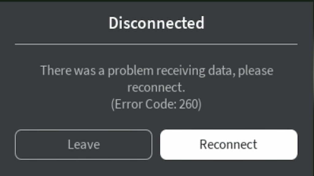Roblox Error Code 260