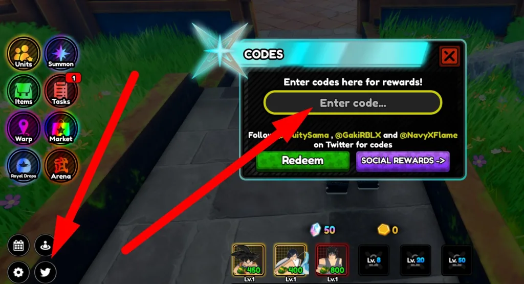 How to redeem Anime Tower Defense X codes