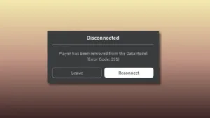 Roblox error code 291 disconnected message showing player removed from the DataModel