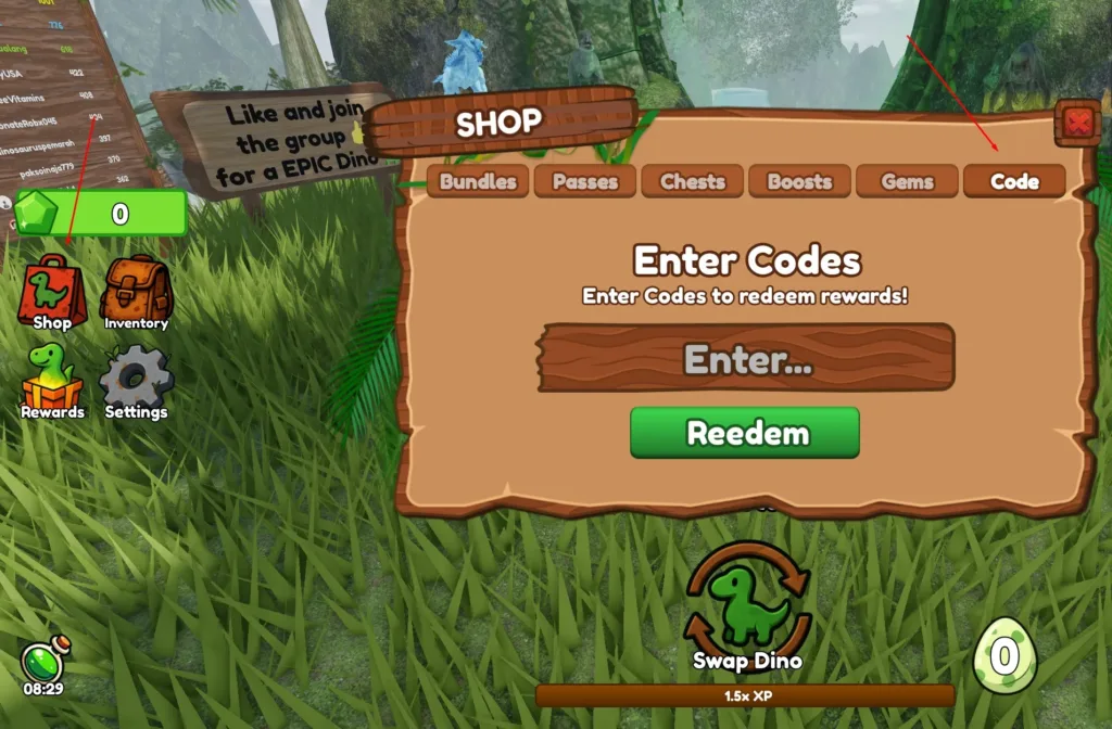How to redeem Be Dino codes