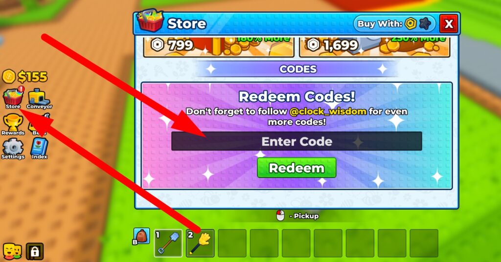Bee Garden redeem codes screen