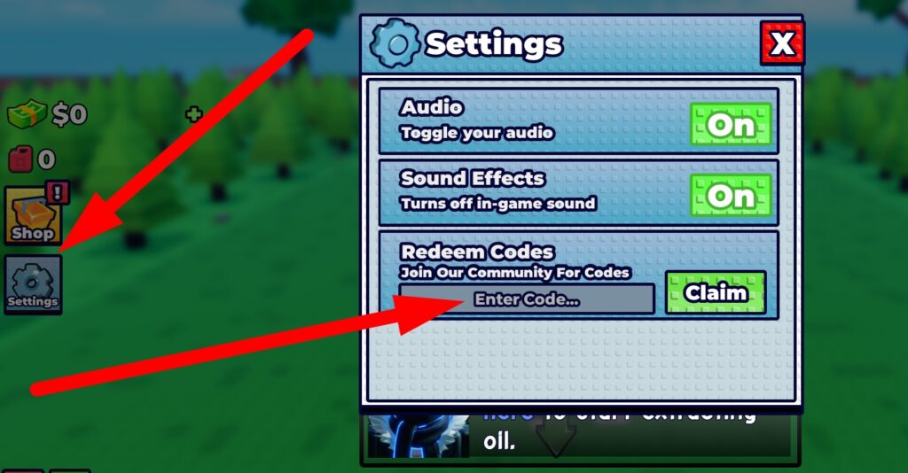 Oil Empire redeem codes screen