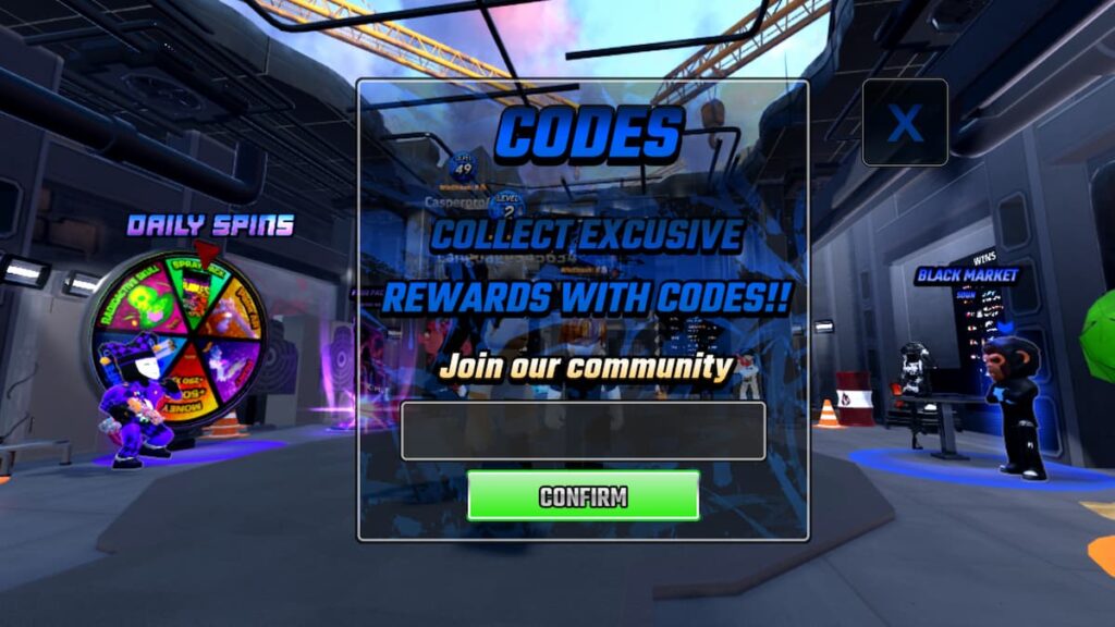 DUELIST redeem codes screen